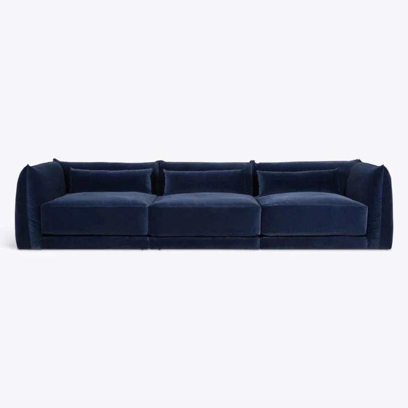 Velvet Milano Sectional Sofa in Cornflower Blue - HOME HIDEOUTS