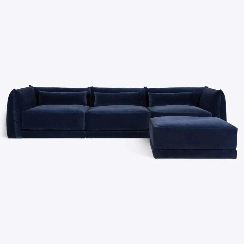 Velvet Milano Sectional Sofa in Cornflower Blue - HOME HIDEOUTS