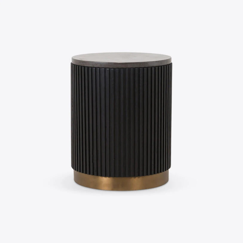 Atticus Ebonised Oak & Marble Side Table - HOME HIDEOUTS