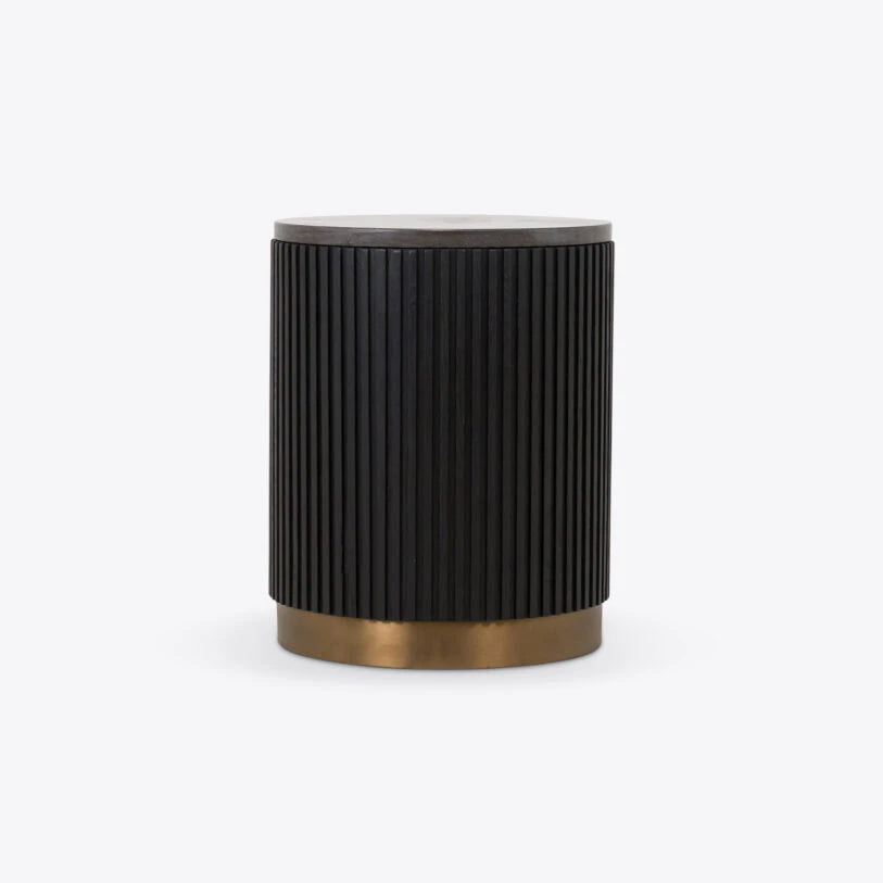 Atticus Ebonised Oak & Marble Side Table - HOME HIDEOUTS