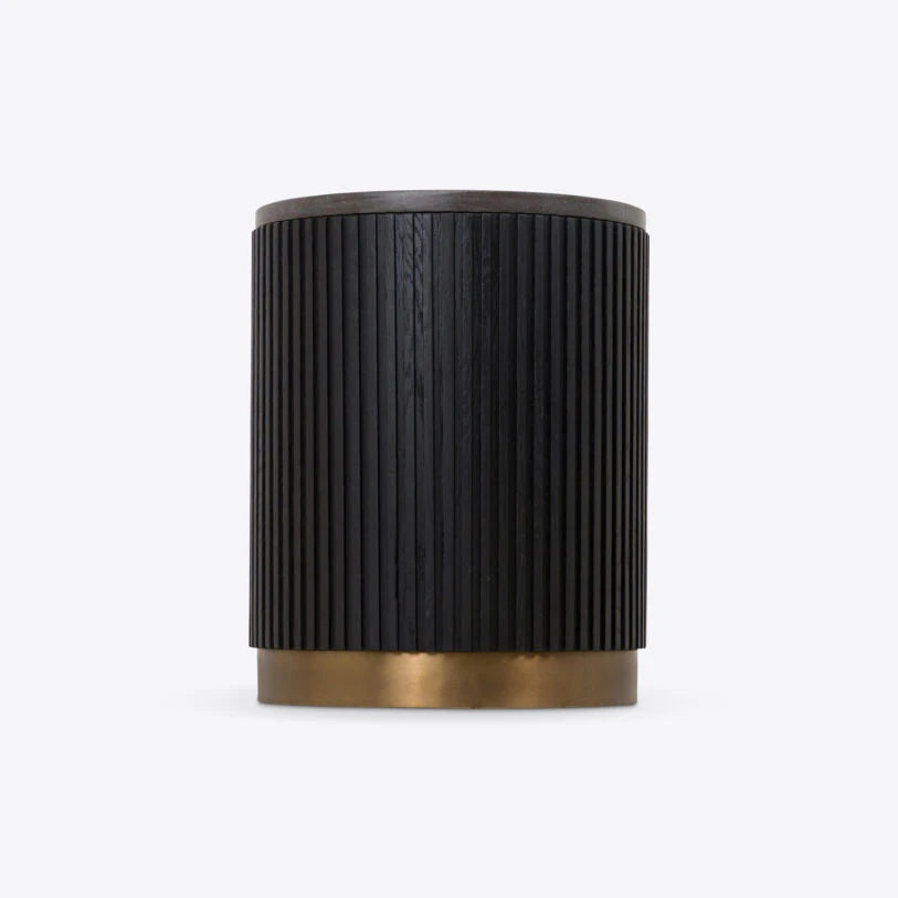 Atticus Ebonised Oak & Marble Side Table - HOME HIDEOUTS