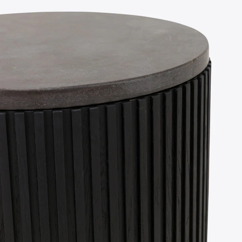 Atticus Ebonised Oak & Marble Side Table - HOME HIDEOUTS