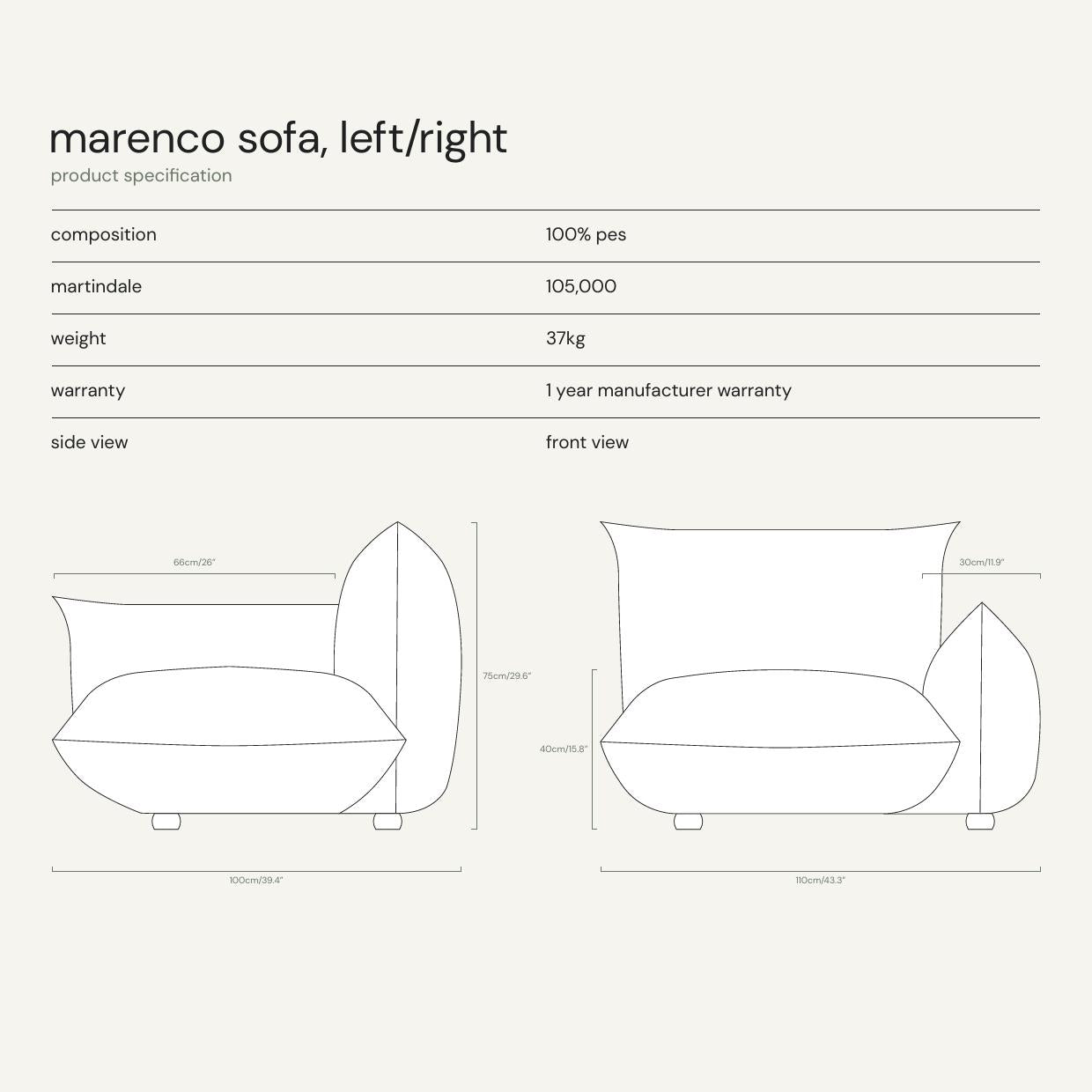 Marenco Two Seater Upholstered Floor Sofa with Armrest - HOME HIDEOUTS