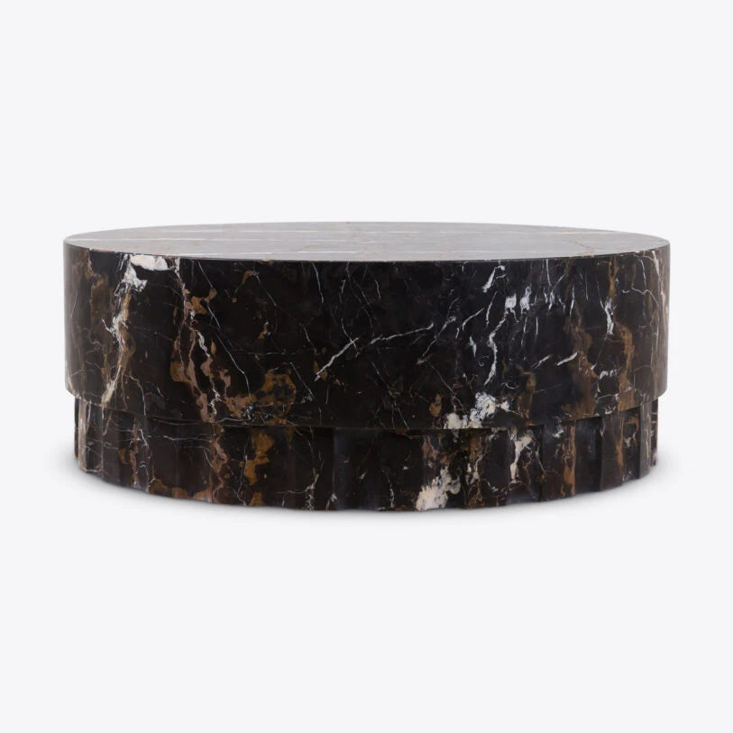 Pure White Lines Black and Gold Oro Marble Coffee Table - HOME HIDEOUTS