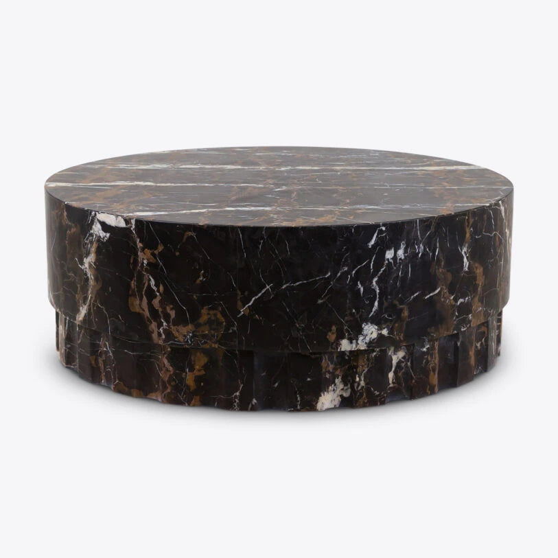 Pure White Lines Black and Gold Oro Marble Coffee Table - HOME HIDEOUTS