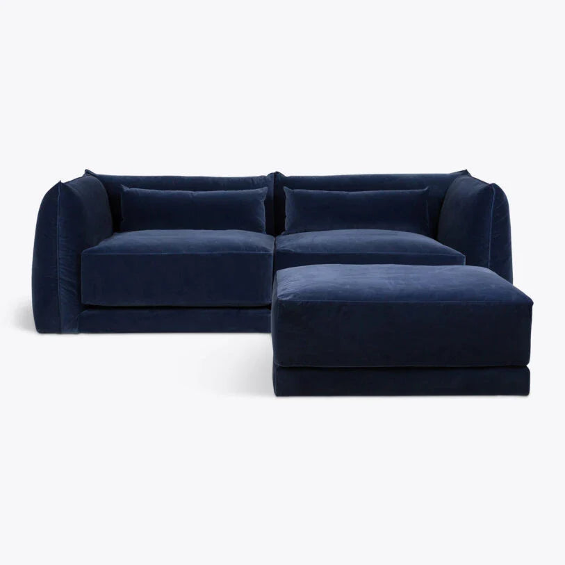 Velvet Milano Sectional Sofa in Cornflower Blue - HOME HIDEOUTS