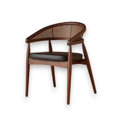 Soho Curved Dining Chair with Cane Backrest in Walnut - HOME HIDEOUTS