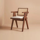 Upholstered Pierre Chair Cane Backrest in Walnut - HOME HIDEOUTS