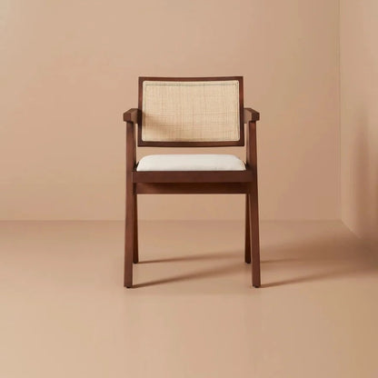 Upholstered Pierre Chair Cane Backrest in Walnut - HOME HIDEOUTS