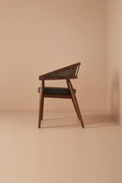 Soho Curved Dining Chair with Cane Backrest in Walnut - HOME HIDEOUTS