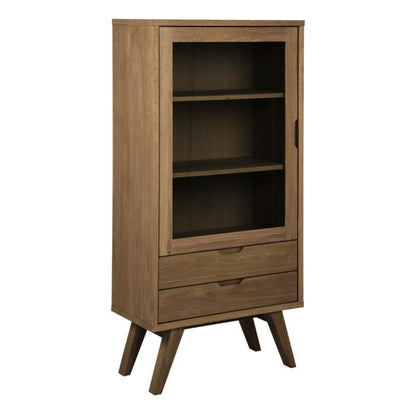 A-Line Display Cabinet with 2 Drawers and 2 Shelves in Smoked Oak