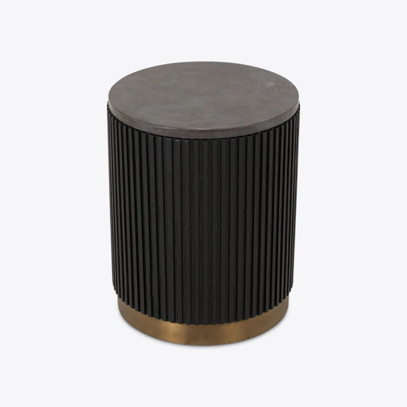 Atticus Ebonised Oak & Marble Side Table - HOME HIDEOUTS