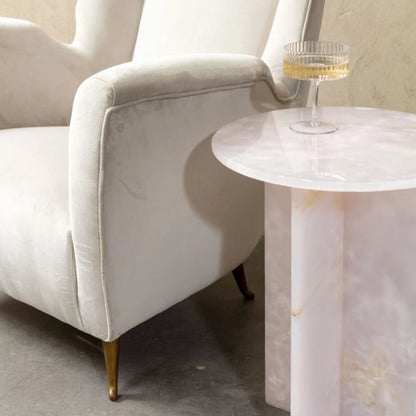 Evissa Pink Onyx Side Table - HOME HIDEOUTS