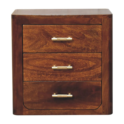 Solid Wood Bedside Table With Gold Tone Handles