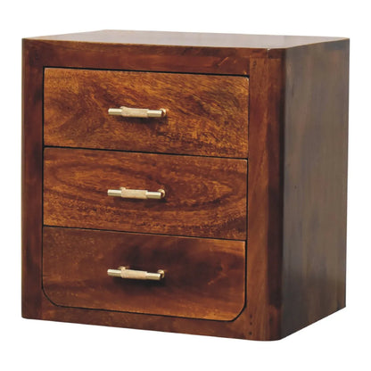 Solid Wood Bedside Table With Gold Tone Handles