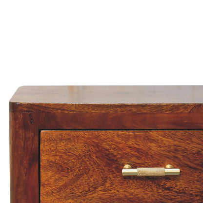 Solid Wood Bedside Table With Gold Tone Handles