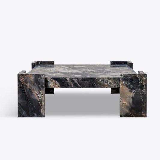 Pure White Lines Harper Black Marble Coffee Table