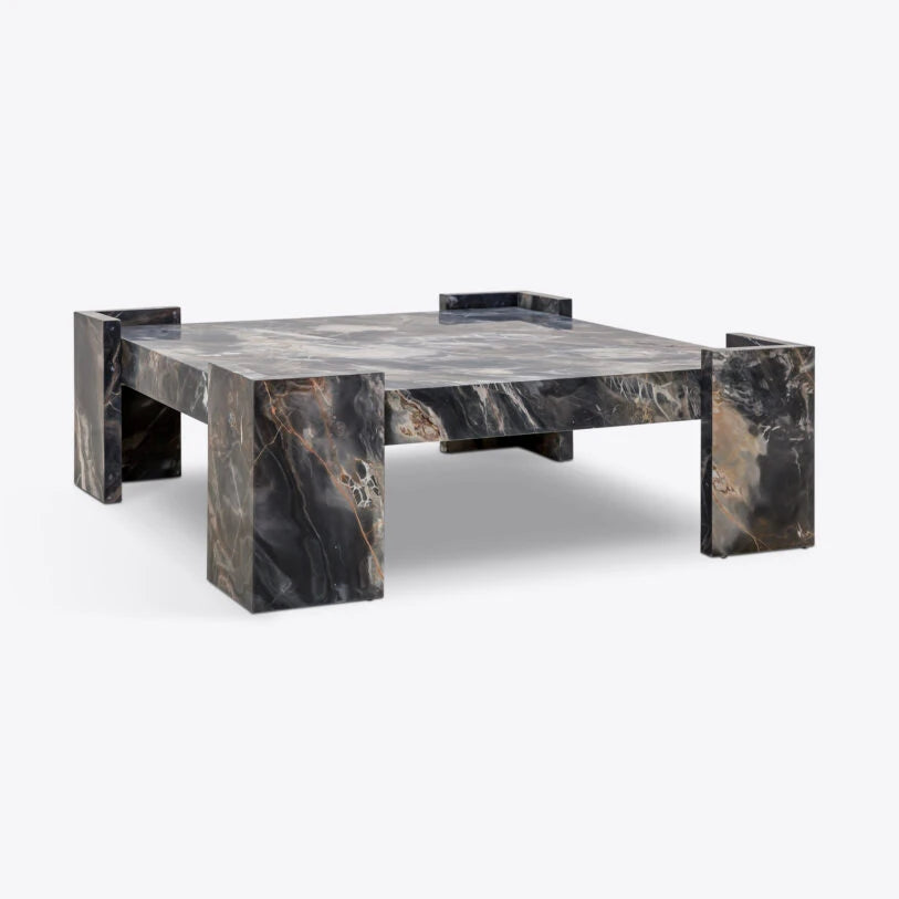 Pure White Lines Harper Black Marble Coffee Table