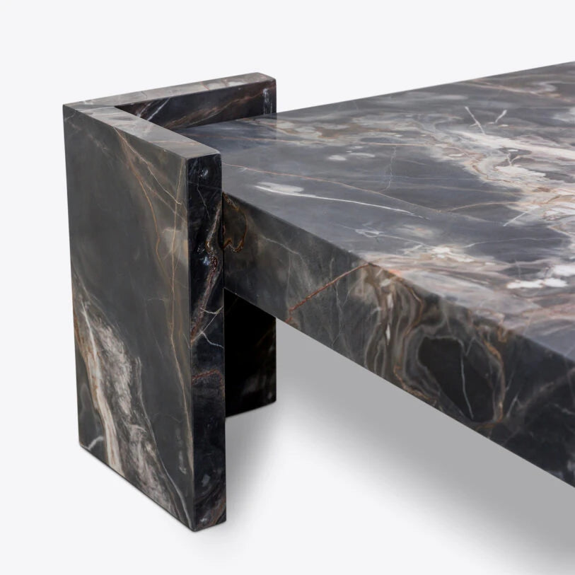 Pure White Lines Harper Black Marble Coffee Table