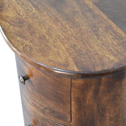 Hand-Crafted 3-Drawer Drum Wooden Bedside Table