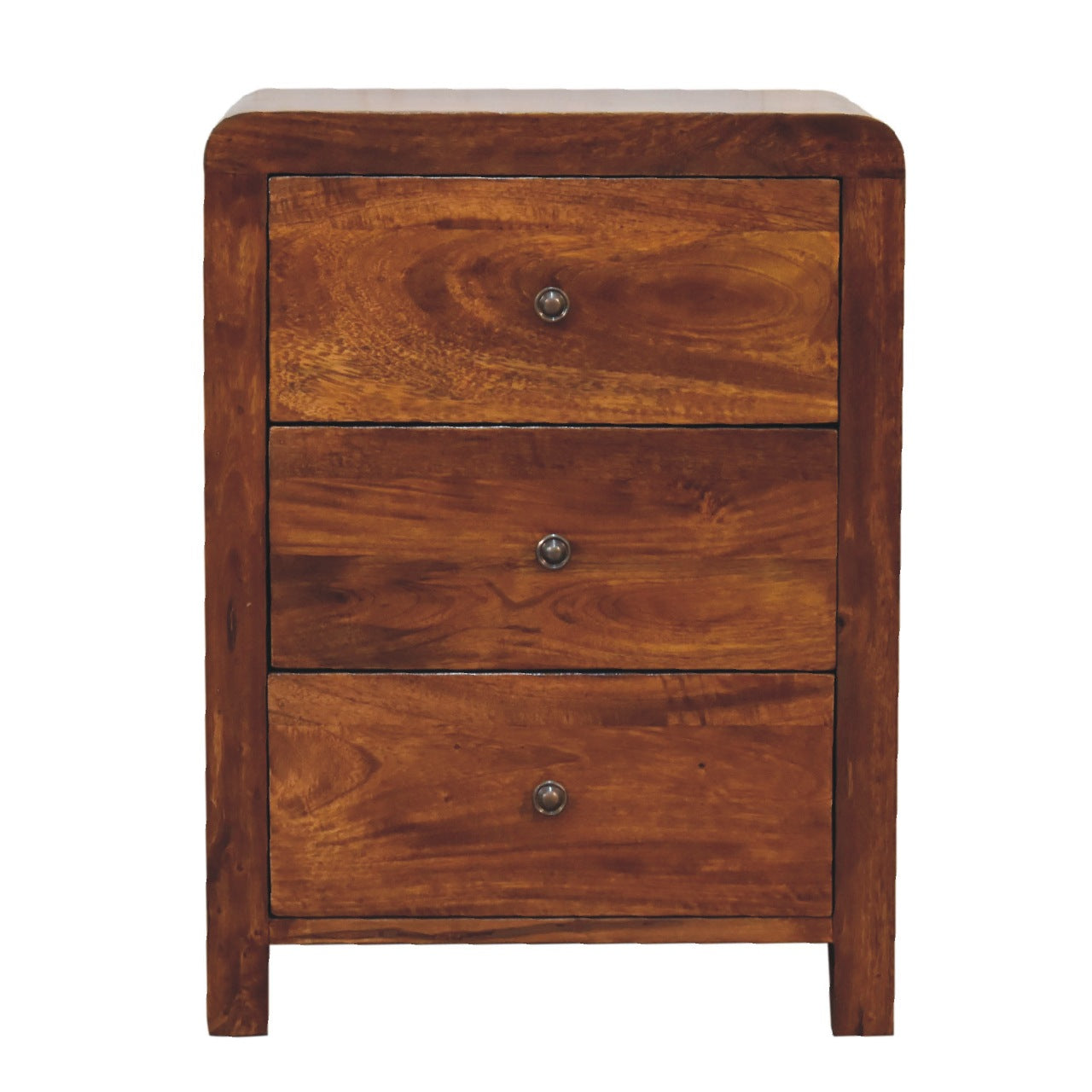 Classic Hand-Crafted 3-Drawer Wooden Bedside Table