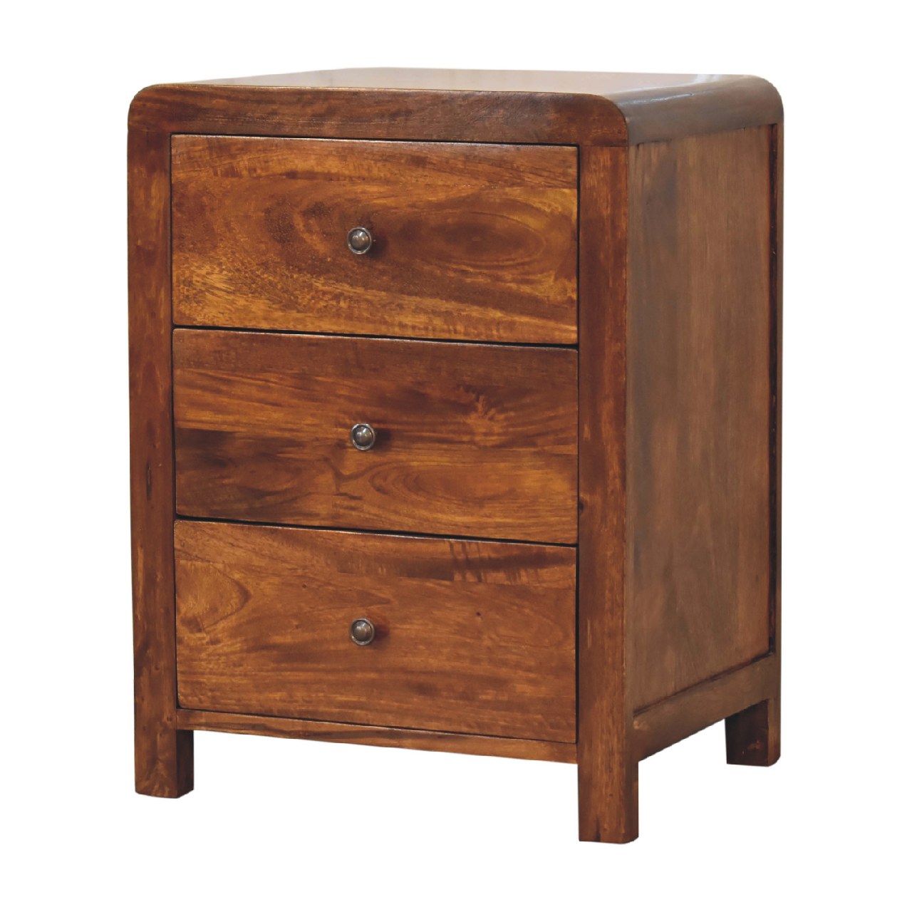 Classic Hand-Crafted 3-Drawer Wooden Bedside Table