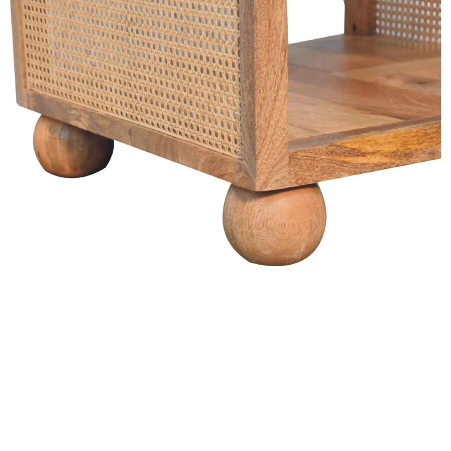 Wooden Rattan Square Coffee Table with Ball Feet