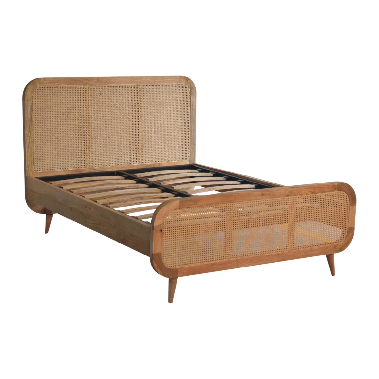 Hand-Crafted Wooden Rattan King Size Bed