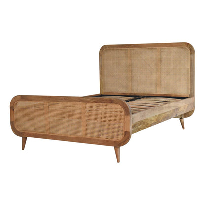 Hand-Crafted Wooden Rattan King Size Bed