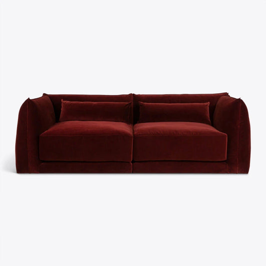 Velvet Milano Sectional Sofa in Brick Red - HOME HIDEOUTS