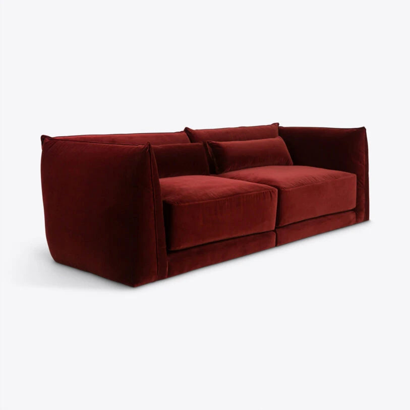 Velvet Milano Sectional Sofa in Brick Red - HOME HIDEOUTS