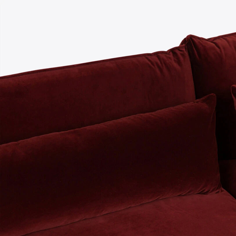 Velvet Milano Sectional Sofa in Brick Red - HOME HIDEOUTS