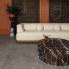 Pure White Lines Black and Gold Oro Marble Coffee Table - HOME HIDEOUTS