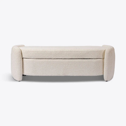 Cream Bouclé California Ottoman Storage Bench