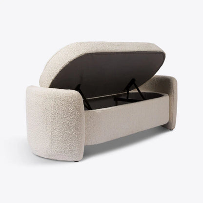 Cream Bouclé California Ottoman Storage Bench