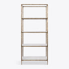 Pasadena Wide Etagere Brass and Marble Shelves - HOME HIDEOUTS