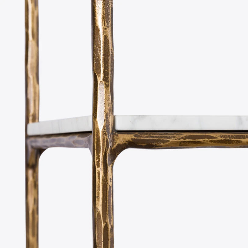 Pasadena Wide Etagere Brass and Marble Shelves - HOME HIDEOUTS