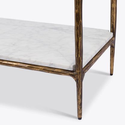 Pasadena Wide Etagere Brass and Marble Shelves - HOME HIDEOUTS