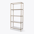 Pasadena Wide Etagere Brass and Marble Shelves - HOME HIDEOUTS