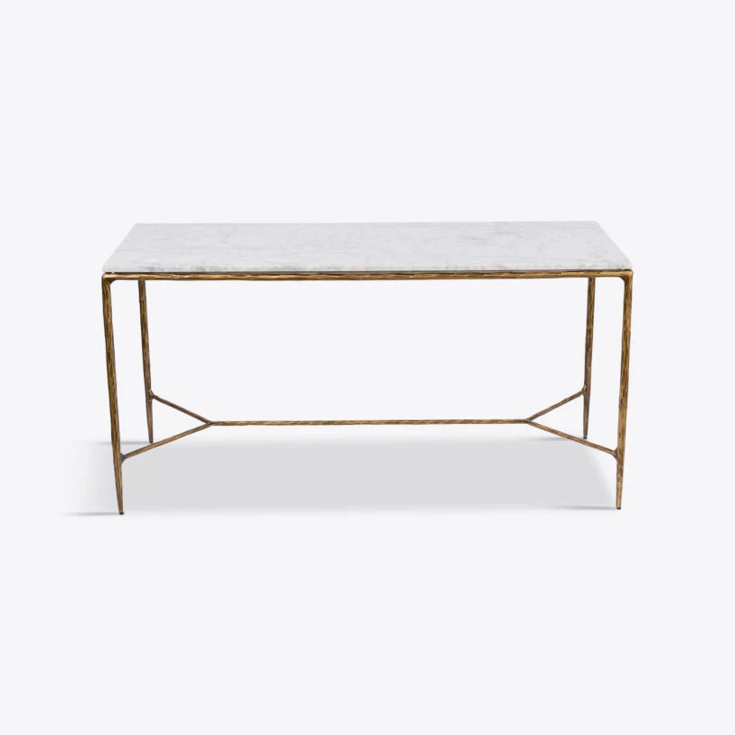 Pure White Lines Marble and Brass Pasadena Desk