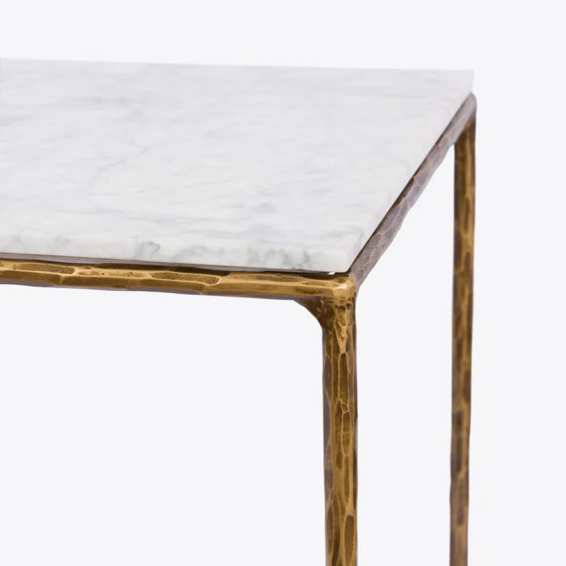 Pure White Lines Marble and Brass Pasadena Desk