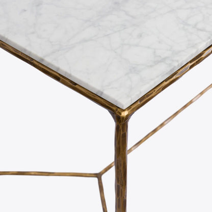 Pure White Lines Marble and Brass Pasadena Desk