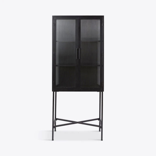 Coburg Metal and Fluted Glass Drinks Cabinet - HOME HIDEOUTS