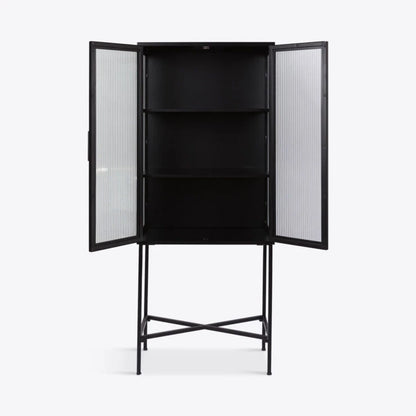 Coburg Metal and Fluted Glass Drinks Cabinet - HOME HIDEOUTS