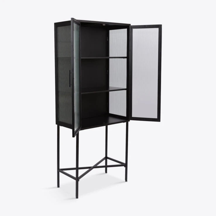 Coburg Metal and Fluted Glass Drinks Cabinet - HOME HIDEOUTS