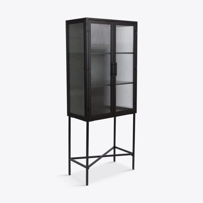 Coburg Metal and Fluted Glass Drinks Cabinet - HOME HIDEOUTS