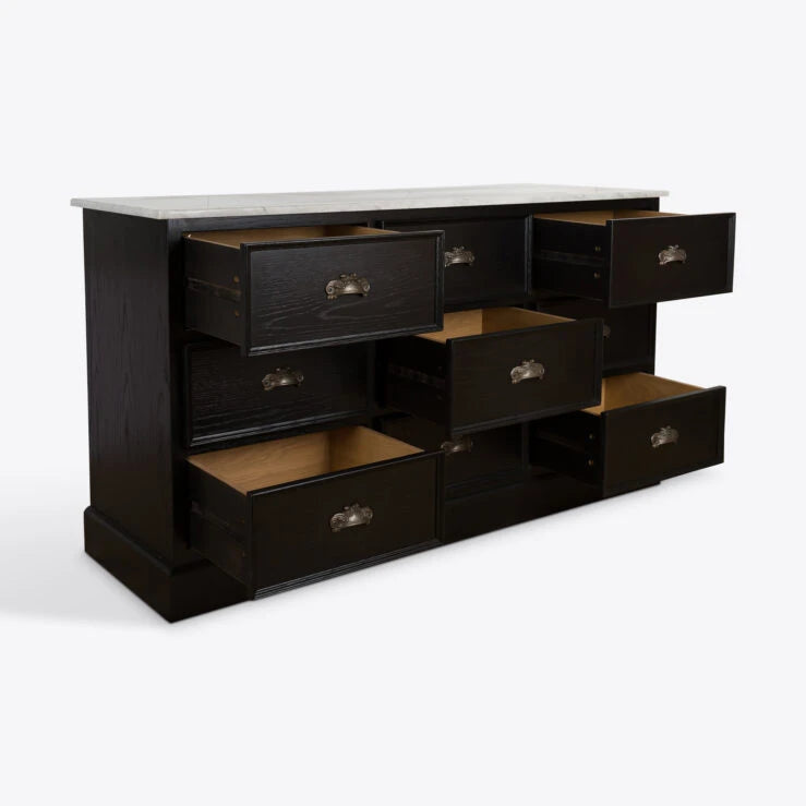 Kensington Bank Of Twelve Drawers with Marble Top - HOME HIDEOUTS