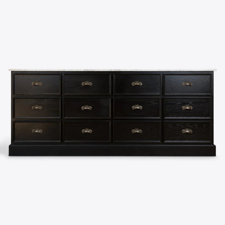 Kensington Bank Of Twelve Drawers with Marble Top - HOME HIDEOUTS