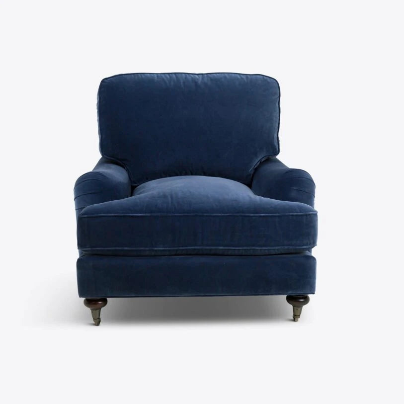 Velvet Baxter Armchair in Cornflower Blue - HOME HIDEOUTS