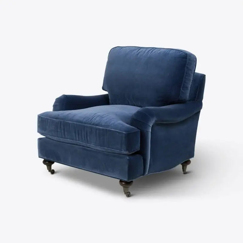 Velvet Baxter Armchair in Cornflower Blue - HOME HIDEOUTS